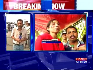 Protestors block highway in Faridabad