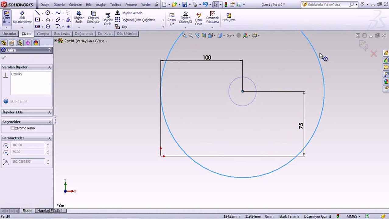 solidworks türkçe çizim tanımlama