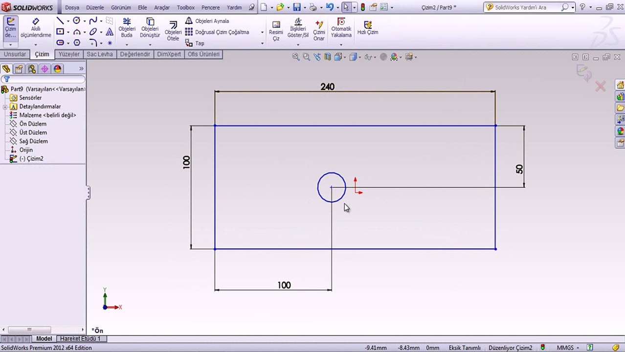 solidworks türkçe Çizim tüyoları
