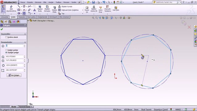 Solidworks türkçe çokgen nasıl çizilir