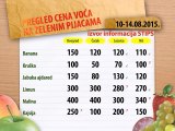 Cene voća na zelenim pijacama za period 10-14.08.2015.