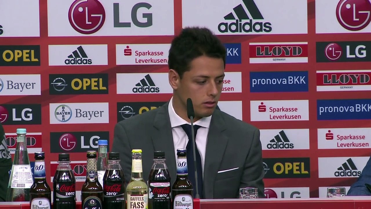 Javier Hernandez is unveiled at Bayer Leverkusen