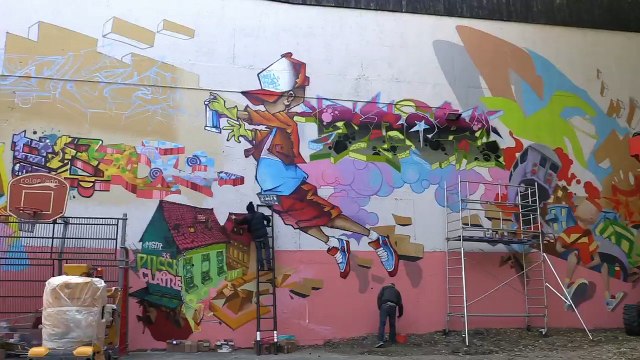 Chambéry : le collectif de graffeurs MEDLAKOLOR sur les murs du Gymnase Jean Jaures