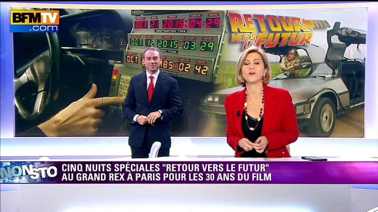 "Retour vers le futur": arrivée de la DeLorean à l'heure dite sur BFMTV