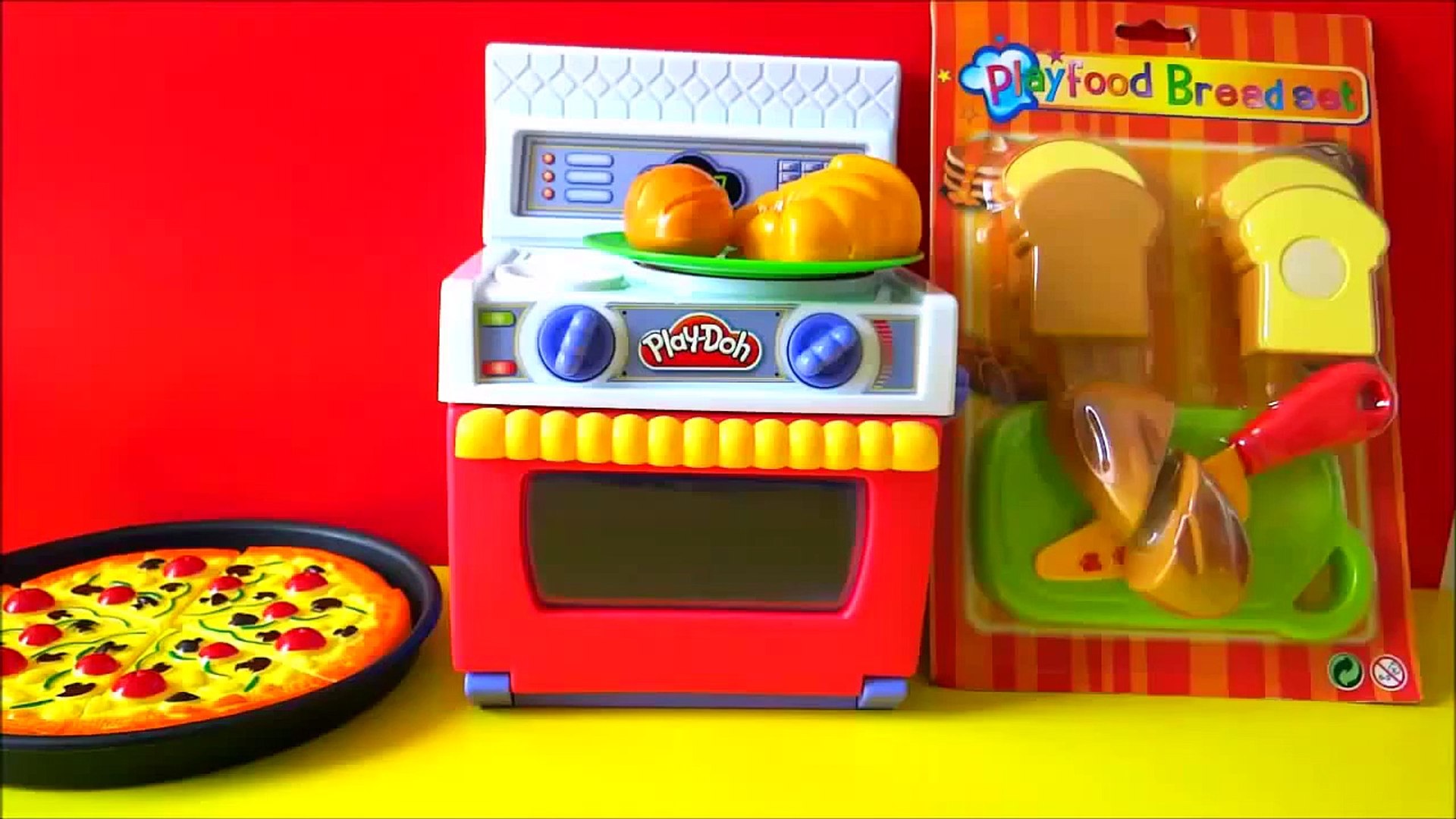 ⁣Toy Velcro Cutting Food PlayDoh Oven Cooking Baking Pizza Bread Criossant Toy Set Unboxing