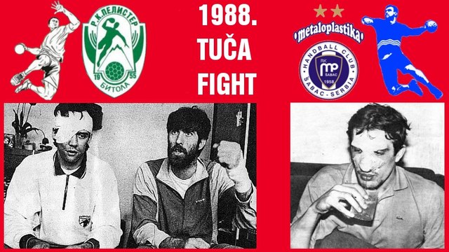 1988 Handball гандбол RK PELISTER BITOLJ - RK METALOPLASTIKA ŠABAC TUČA FIGHT
