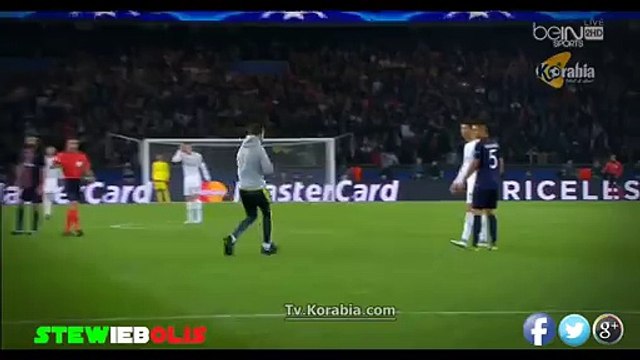 PSG Vs Real Madrid 0-0 ● Pitch Invader Hugs Cristiano Ronaldo ● UCL 2015-2016 ● HD
