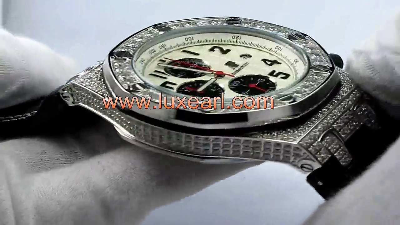 swiss replica watches audemars piguet royal oak chrono full diamonds white dial 1