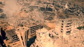 Mine flies straight into the camera. The offensive by Syrian army on positions of rebellions
