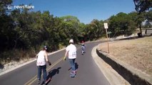 Man has nasty crash during downhill longboard ride