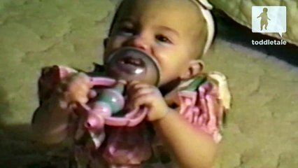 Little girl blows into wrong end of horn