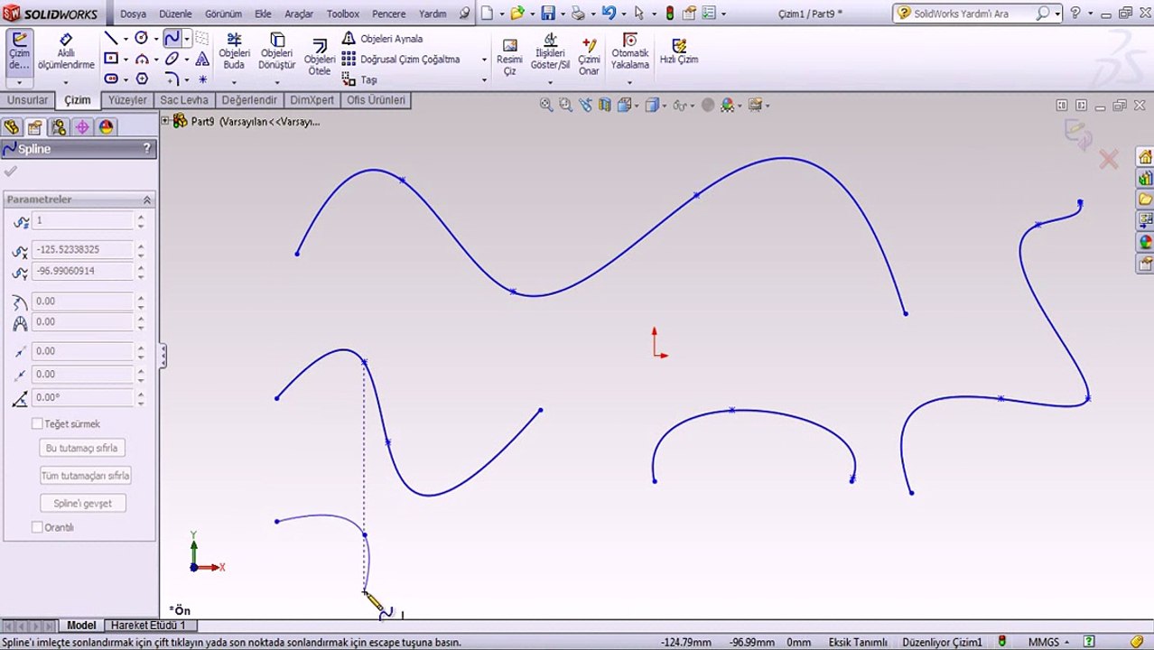 solidworks tutorial türkçe Eğri çizimi
