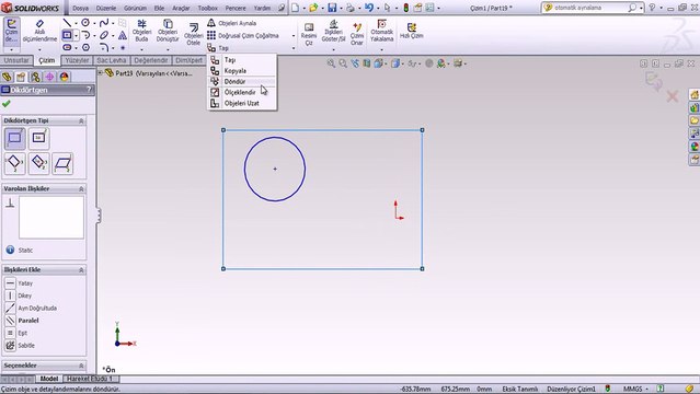 solidworks tutorial türkçe dödürme