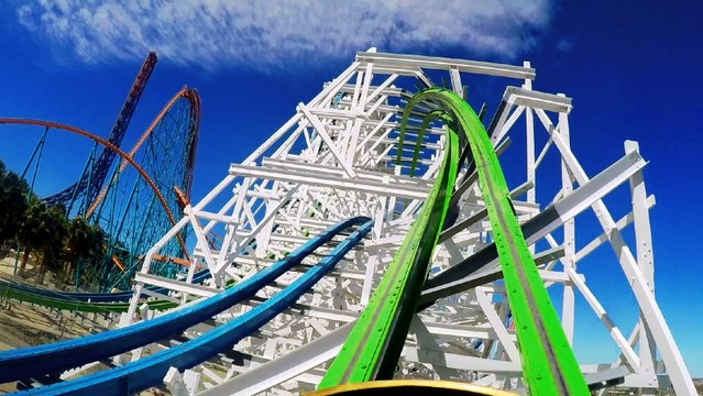 Twisted Colossus front seat on-ride HD POV @60fps Six Flags Magic Mountain