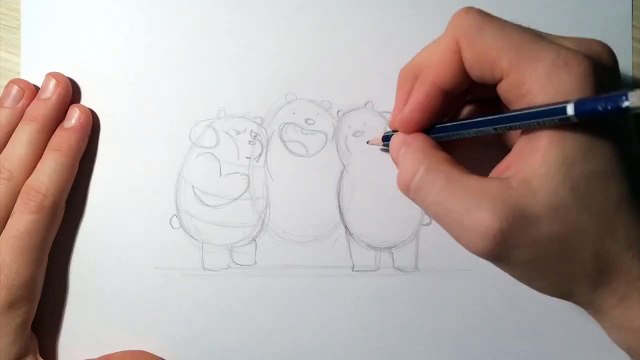 How to Draw Grizzly, Panda and Ice Bear from We Bare Bears Cartoon Network Drawing in 1 Mi