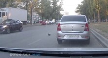 Un pigeon traverse une route au mauvais moment