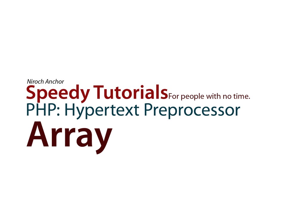 Speedy Tutorial PHP 07 Array