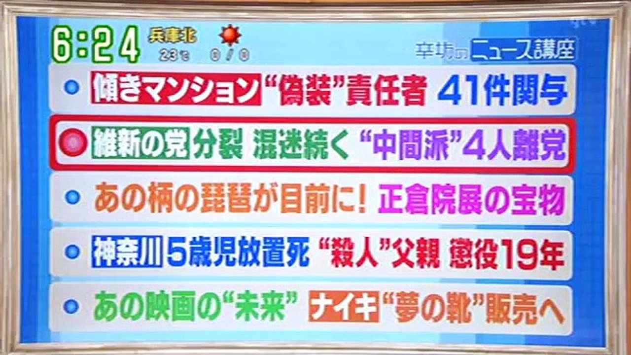 辛坊治郎の朝刊早読みニュース 151023 維新の党崩壊か? 中立派4人離党