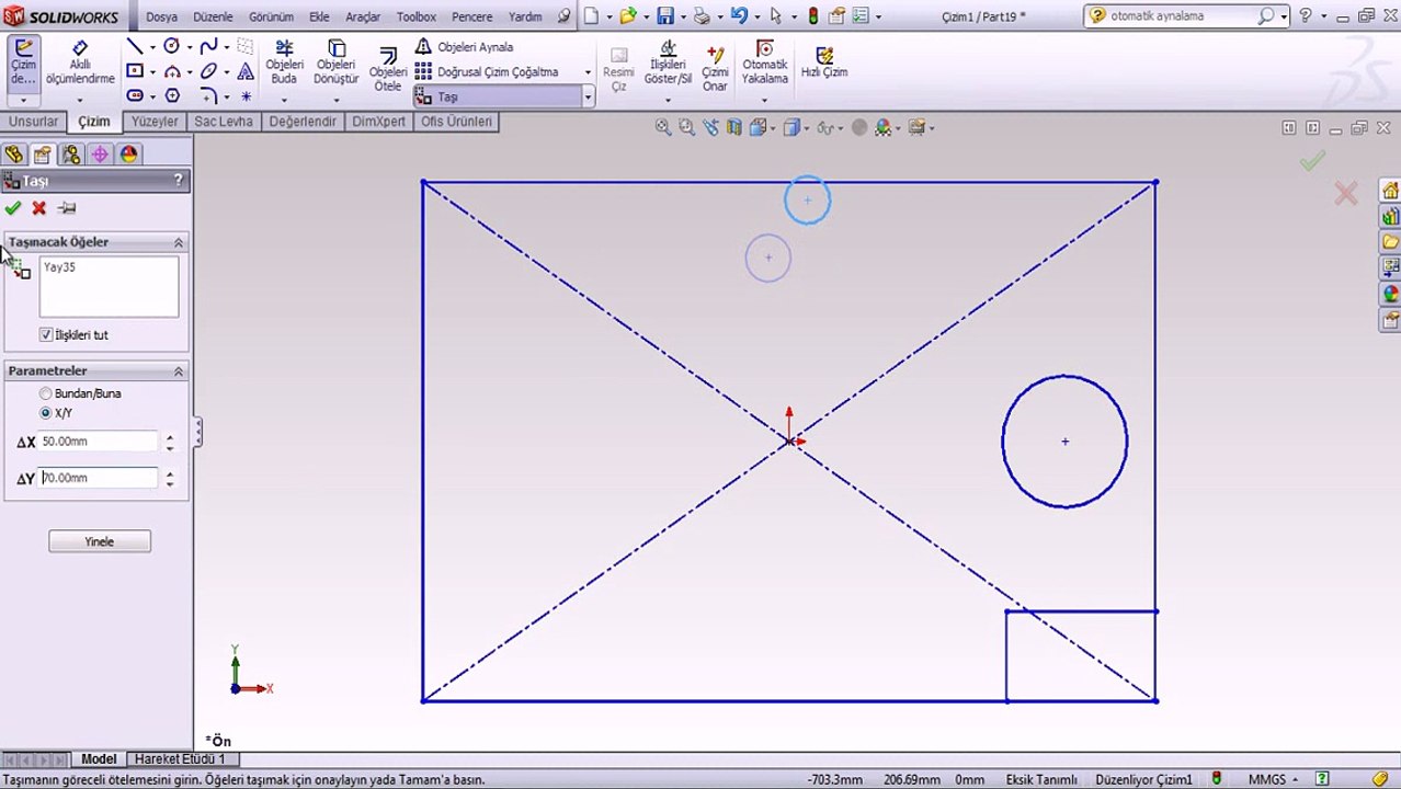 Solidworks eğitim taşıma komutu