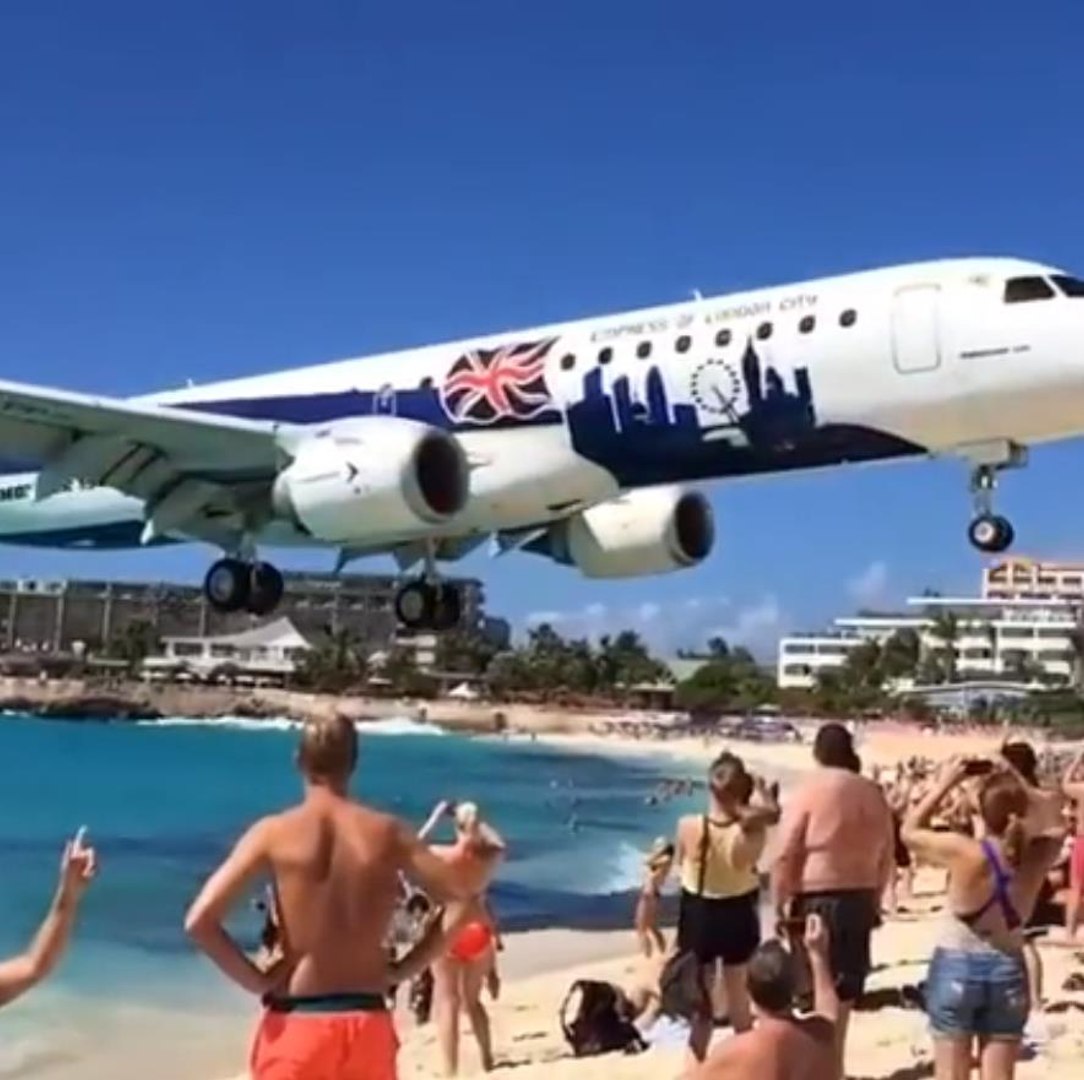 Amazing Plane Landing At Maho Beach St Maarten