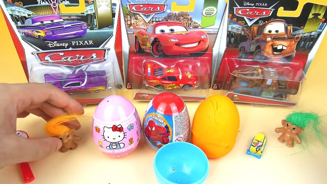 Disney Pixar Cars Ramone McQueen Mater surprise eggs Unboxing Toys Toy Doh Hello Spider Man