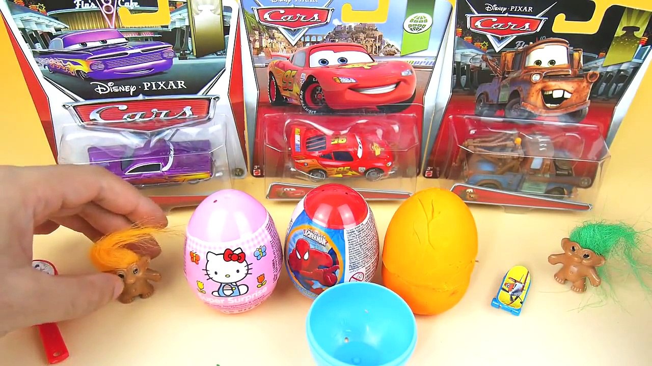 Disney Pixar Cars Ramone McQueen Mater surprise eggs Unboxing Toys Toy Doh Hello Spider Man