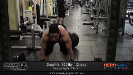 320 lbs Deadlift For 12 Reps - Barbell Deadlift Workout By G Strong