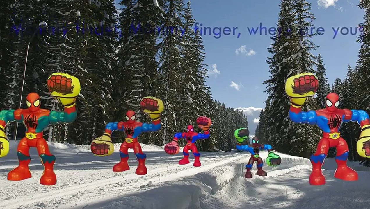 Snowy Road Spiderman Finger Family Cartoon Animation Nursery Rhymes Bikes Collection Finge