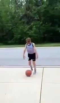 Angry Kid throws basketball on girl's bike hitting her while riding