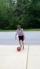 Angry Kid throws basketball on girl's bike hitting her while riding