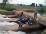 very funny clip pakistan, Bike riding in Water  canal