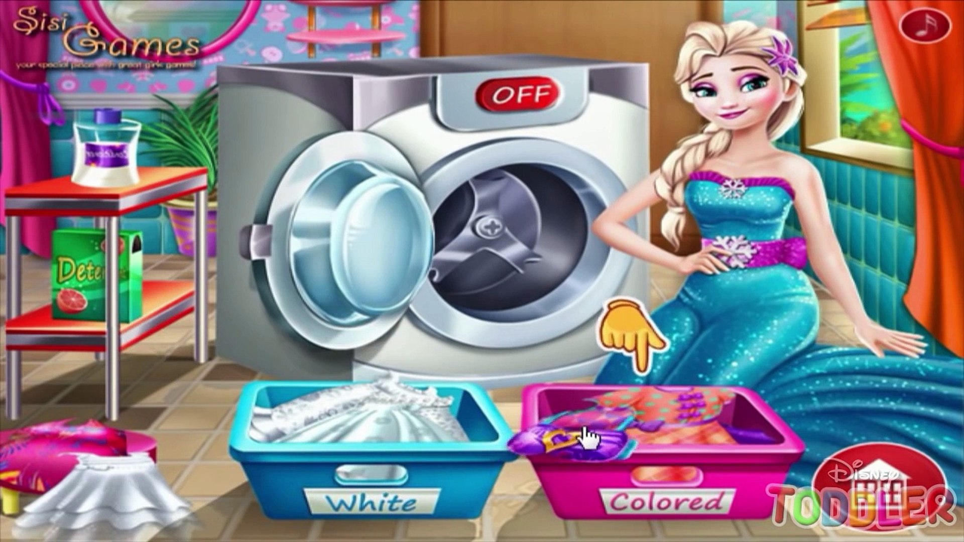 Disney Frozen Elsas Dirty Laundry Episode Full Washing Game For Little Kids Toddler
