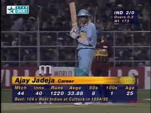 Curtly Ambrose destroying the stumps - India v West Indies -