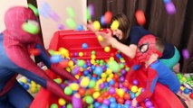 SURPRISE TOYS Ball Pit CHALLENGE Surprise Eggs & Blind Bags Spiderman DisneyCarToys