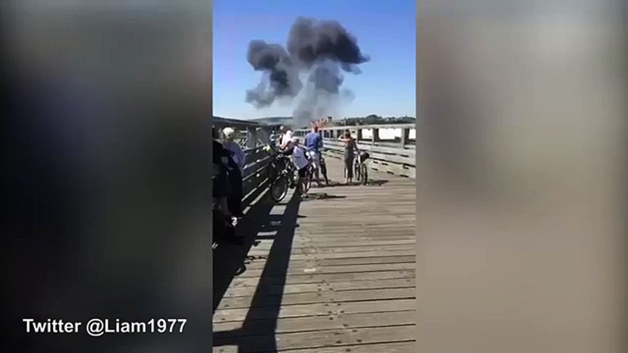 Pilot pulled from burning wreckage after plane crashes at Shoreham Airshow