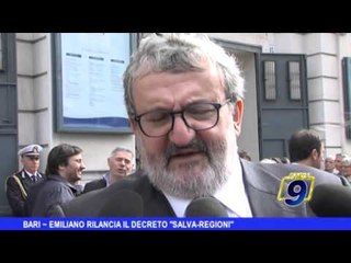 BARI | Emiliano rilancia il decreto 'Salva-Regioni'