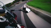 Crazy Motorcycle Driver rides full speed on mountain road