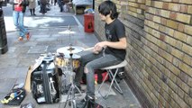 Drummer From Japan Uses a Suitcase as a Drum !  Seen in Brick Lane, London
