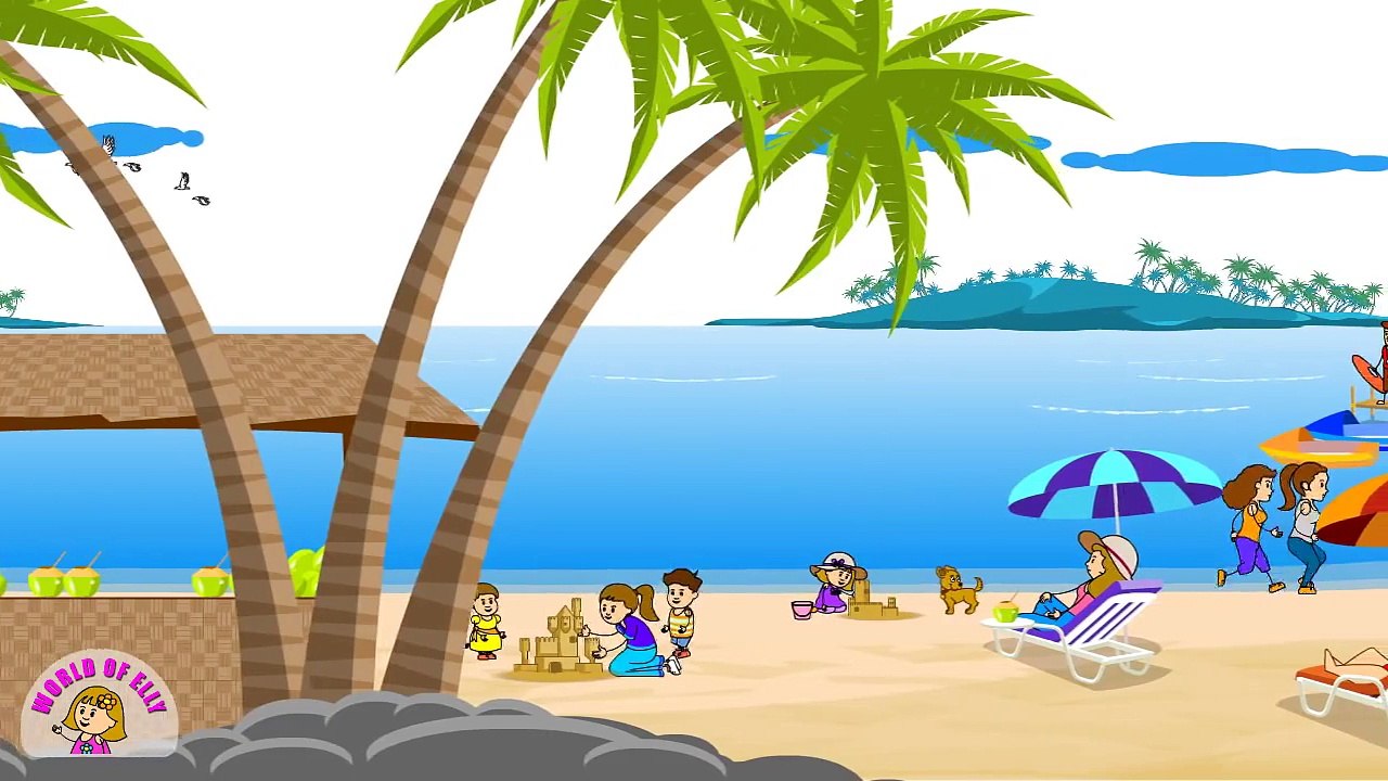 Elly goes to The Beach Builds a Sandcastle