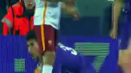 Mohammed Salah red card - Fiorentina vs AS Roma 0-2 Serie A 2015