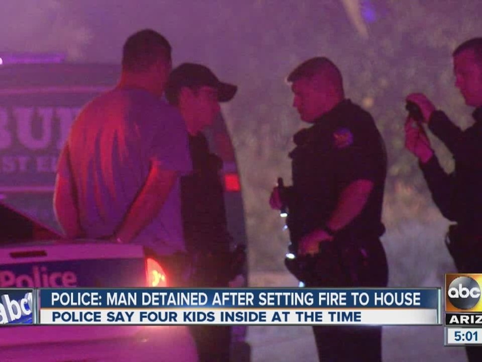 PD: Dad started fire in home while wife, four k...