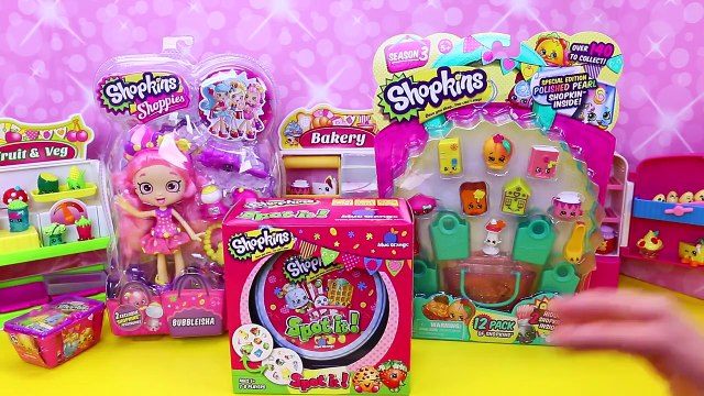 Shopkins Spot It Game Challenge & NEW Shopkins Shoppies Dolls & Surprise Toys 12 Pack
