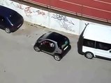 How not to park a smart car... Worst driver ever!