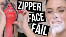 WORST Halloween Zipper Face Makeup Tutorial EVER