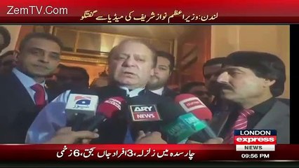 PM Nawaz Sharif Media Talk In London & Show Condolence Over Earth Quake