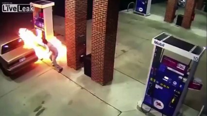 LiveLeak - Crazy Man Set Fire To Gas Station To Kill Spider