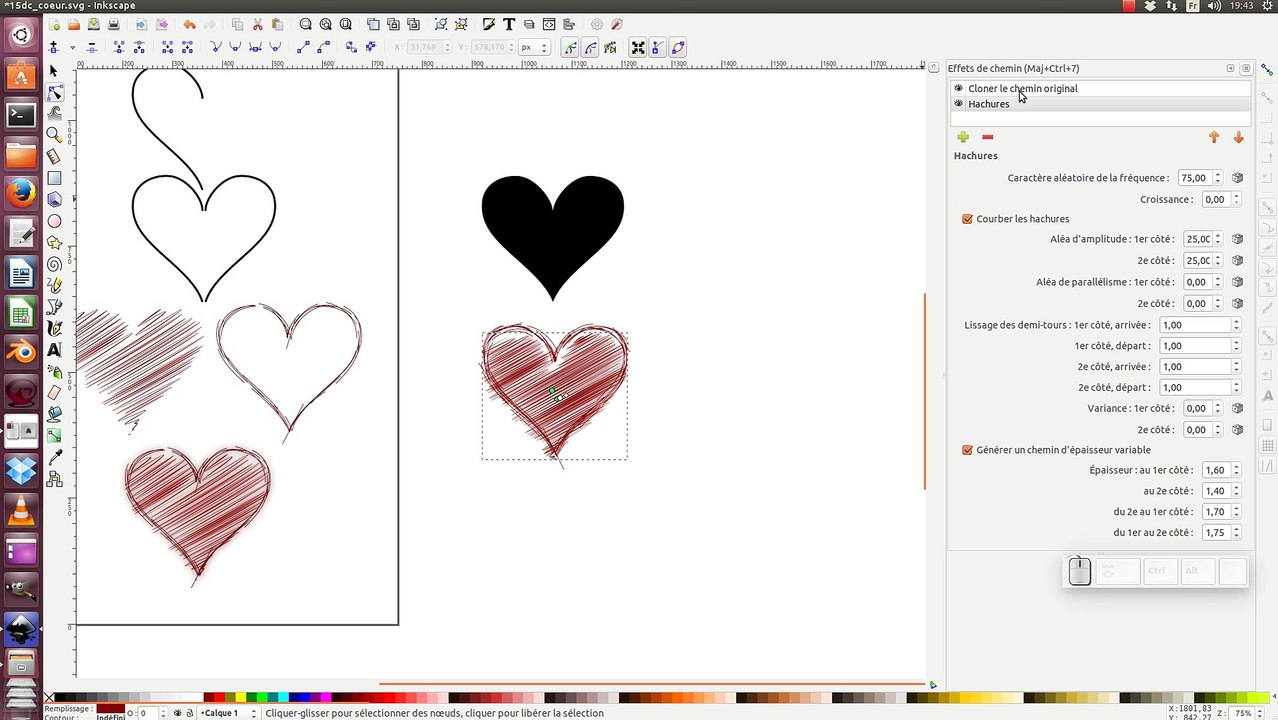 tuto inkscape : les effets chemins (cloner le chemin original)