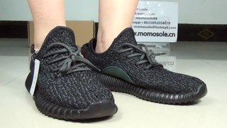 Authentic adidas yeezy boost black on foot from momosole.cn