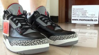 Authentic Air Jordan 3 Retro Black Cement on foot