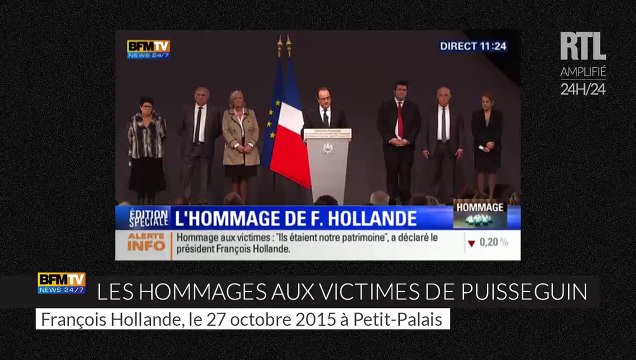 François Hollande et les maires rendent hommages aux victimes de Puisseguin